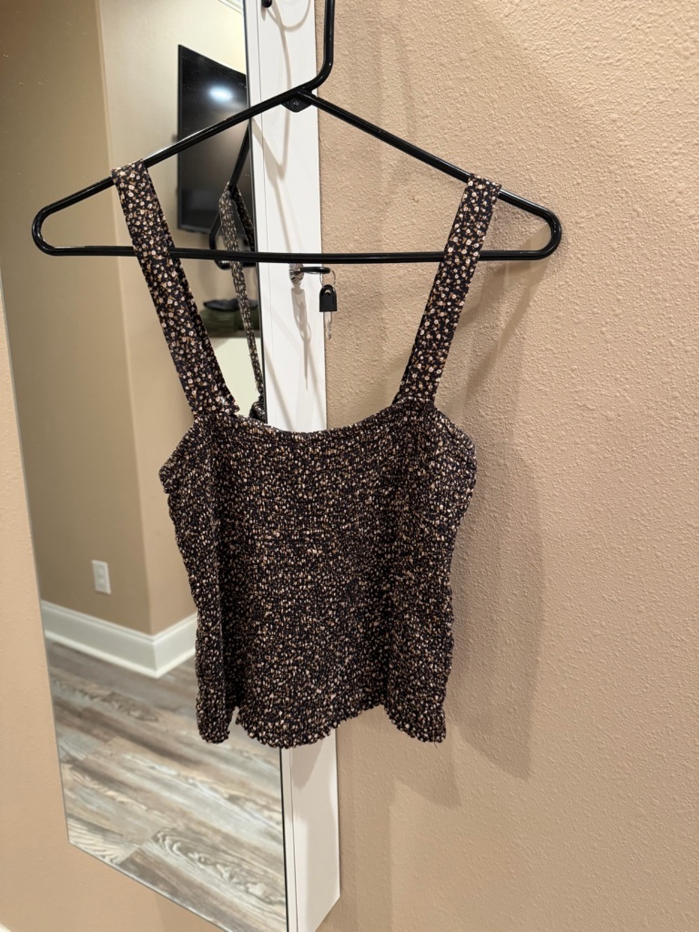 saltwater LUXE Black and Cream Floral Smocked Camisole